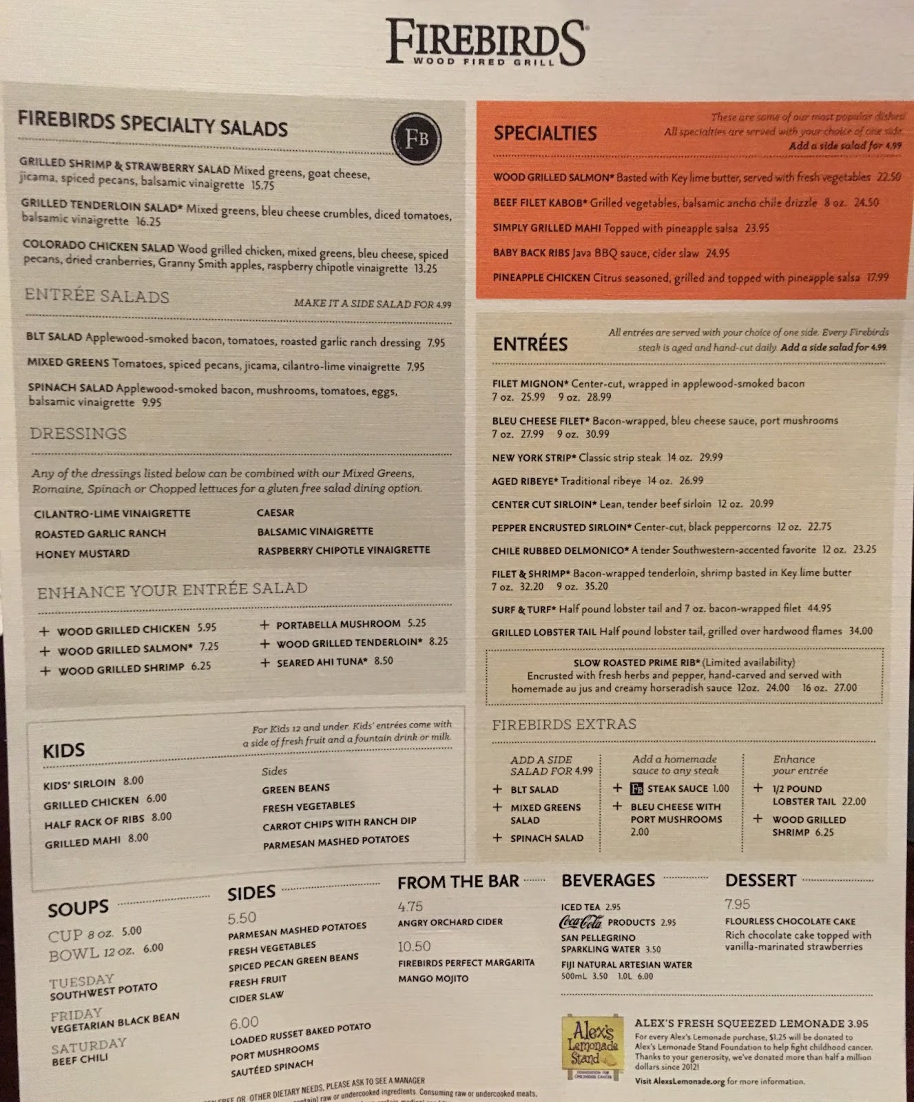 Firebirds lunch menu best sale
